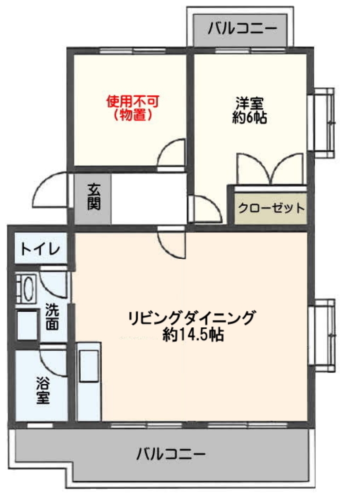 グランデールB棟102号室　間取り